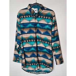 Roper Vintage Paper Tag Mens M Aztec Western Long Sleeve Button Down Shirt‎ USA